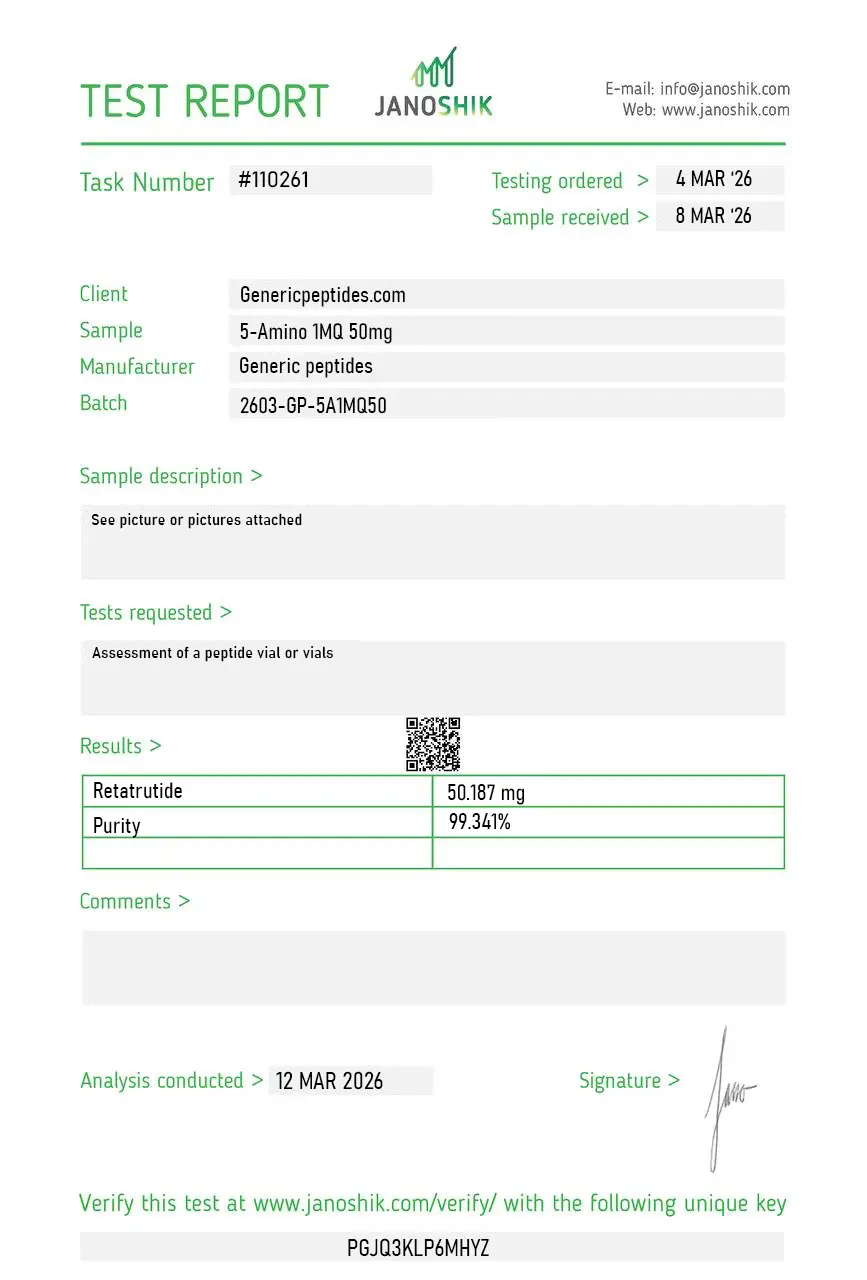 5-Amino-1MQ 50mg Certificate of Analysis