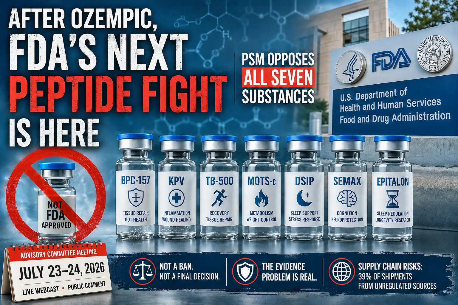After Ozempic, FDA’s Next Peptide Fight Is Here: PSM Opposes All Seven Substances