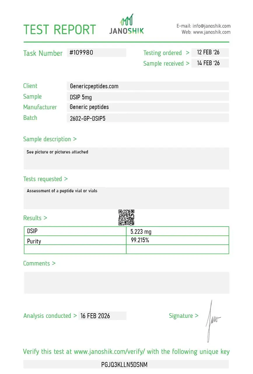 DSIP 5mg Certificate of Analysis
