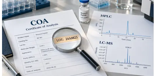 How to Read a Research Peptide COA: HPLC, LC-MS, Lot Numbers, and Purity Explained