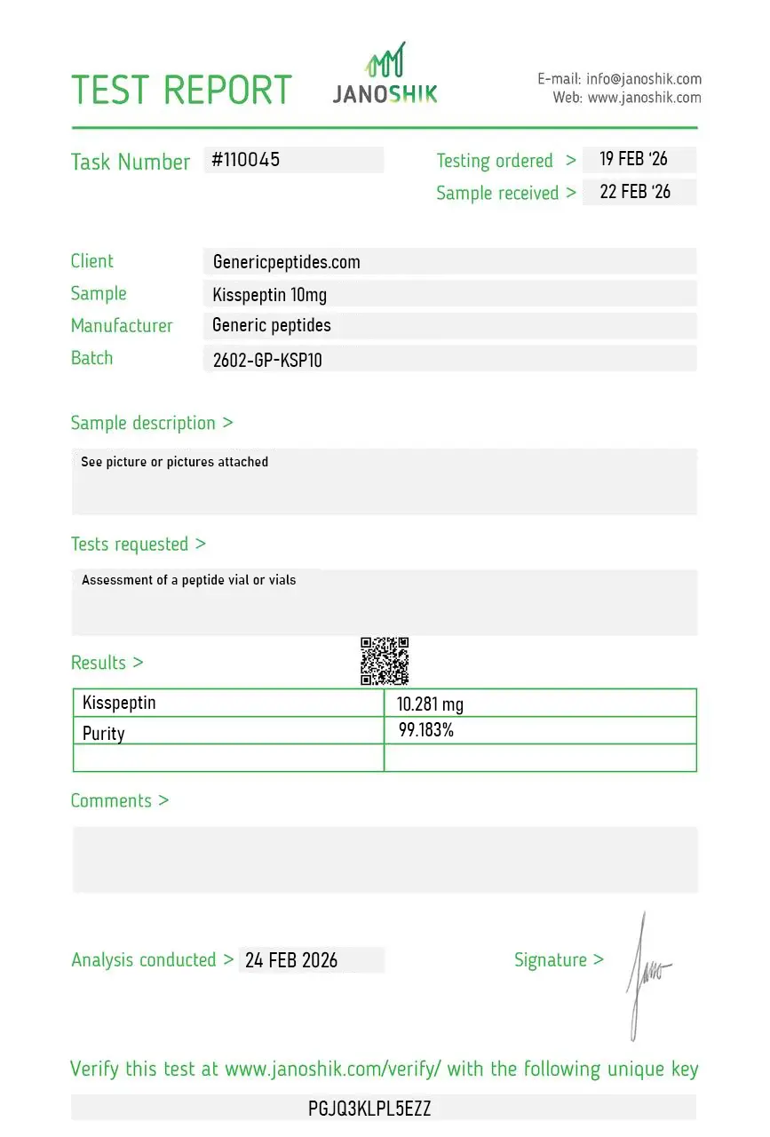 Kisspeptin-10 Certificate of Analysis