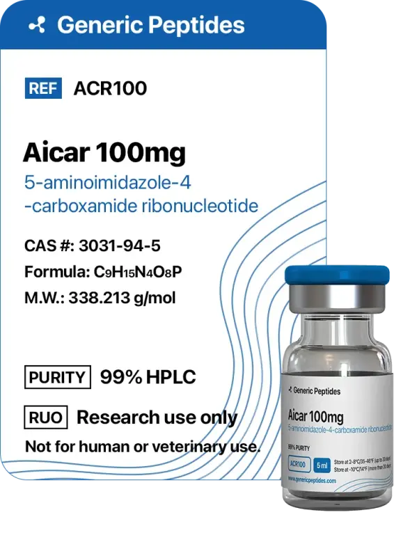Aicar 100 mg  %productStrengthvial Acadesine by Generic Peptides (Injection)  Fat Loss & Metabolism