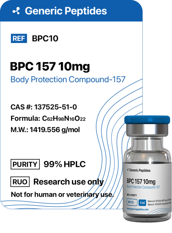 BPC-157 10 mg  %productStrengthvial BPC-157 Pentadecapeptide by Generic Peptides (Injection)  Muscle Recovery & Regenerative
