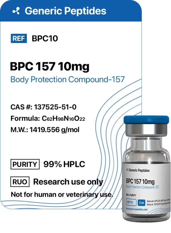 BPC-157 10 mg  %productStrengthvial BPC-157 Pentadecapeptide by Generic Peptides (Injection)  Muscle Recovery & Regenerative