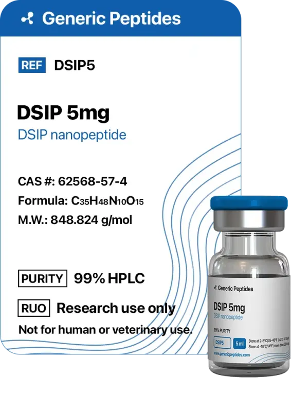 DSIP 5 mg  %productStrengthvial Delta-sleep-inducing peptide by Generic Peptides (Injection)  Cognitive & Neurological