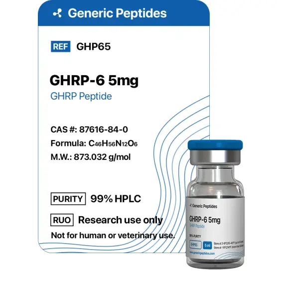GHRP-6 5 mg – 5 mg vial Growth Hormone-Releasing Peptide 6 by Generic Peptides (Injection) – Growth Hormone & IGF-1