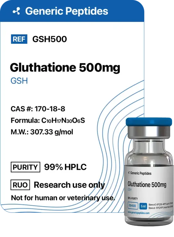 Glutathione 500  %productStrengthvial Glutathione by Generic Peptides (Injection)  Anti-Aging & Longevity