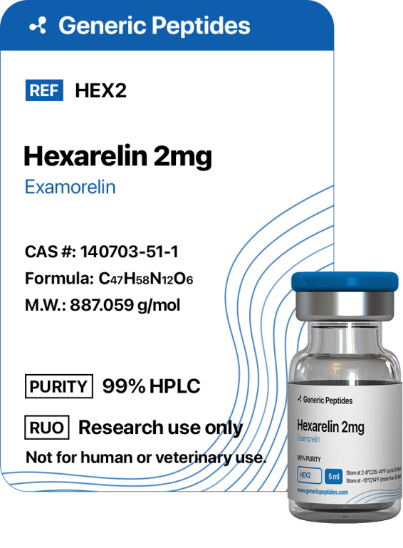 Hexarelin 2 mg  %productStrengthvial Hexarelin by Generic Peptides (Injection)  Growth Hormone & IGF-1