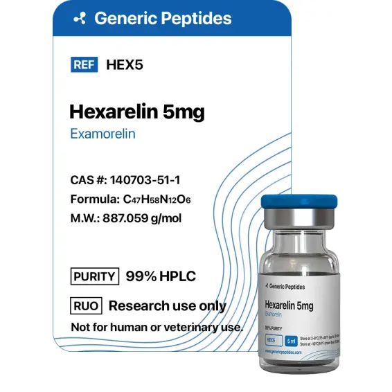 Hexarelin 5 mg – 5 mg vial Hexarelin by Generic Peptides (Injection) – Growth Hormone & IGF-1