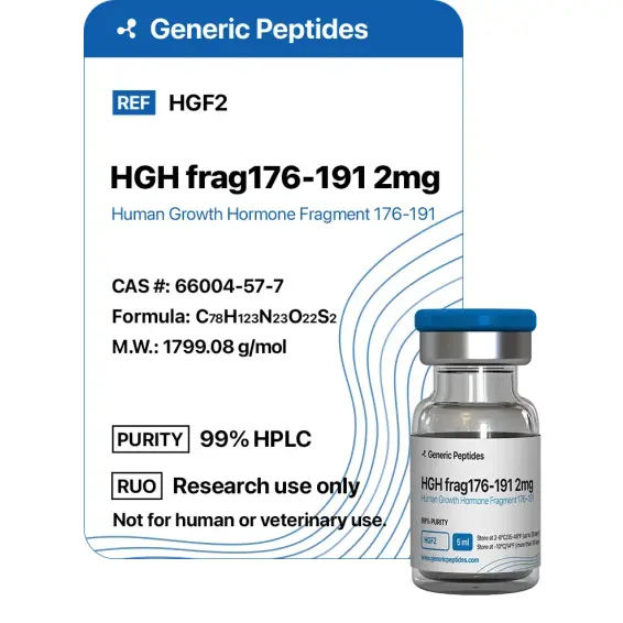 HGH Fragment 176-191 2 mg – 2 mg vial Growth Hormone peptide fragment 176-191 by Generic Peptides (Injection) – Growth Hormone & IGF-1