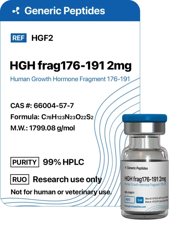 HGH Fragment 176-191 2 mg  %productStrengthvial Growth Hormone peptide fragment 176-191 by Generic Peptides (Injection)  Growth Hormone & IGF-1