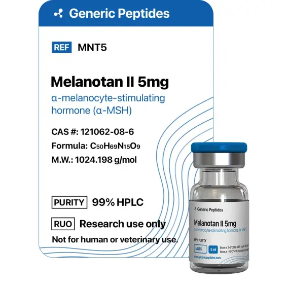 Melanotan II 5 mg – 5 mg vial Melanotan II Peptide Hormone by Generic Peptides (Injection) – Cosmetic & Skin