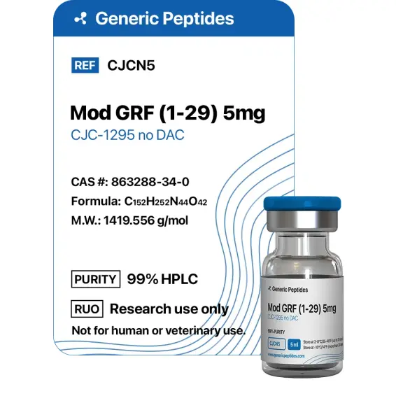 Mod GRF (1-29) 5 mg (CJC-1295 no DAC) – 5 mg vial CJC 1295 No DAC by Generic Peptides (Injection) – Growth Hormone & IGF-1