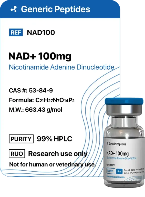 NAD+ 100 mg  %productStrengthvial Nicotinamide Adenine Dinucleotide by Generic Peptides (Injection)  Anti-Aging & Longevity