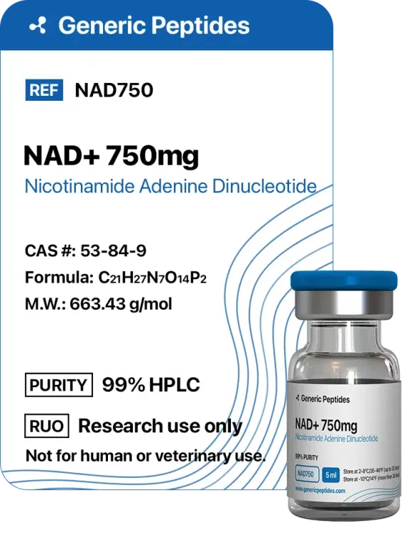 NAD+ 750 mg  %productStrengthvial Nicotinamide Adenine Dinucleotide by Generic Peptides (Injection)  Anti-Aging & Longevity