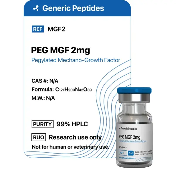 PEG MGF 2 mg – 2 mg vial Pegylated Mechano Growth Factor by Generic Peptides (Injection) – Muscle Recovery & Regenerative