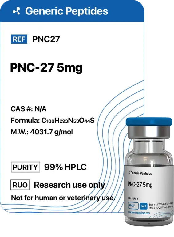 PNC-27  %productStrengthvial PNC-27 Anti-Cancer Peptide by Generic Peptides (Injection)  Growth Hormone & IGF-1