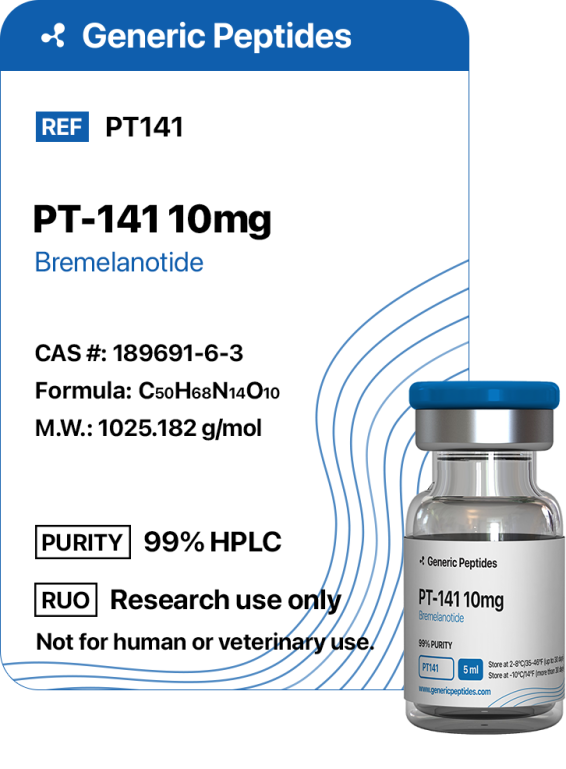 PT 141  %productStrengthvial Bremelanotide by Generic Peptides (Injection)  Sexual Health & Libido