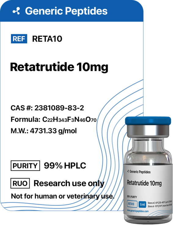 Retatrutide 10 mg  %productStrengthvial Retatrutide by Generic Peptides (Injection)  Anti-Aging & Longevity