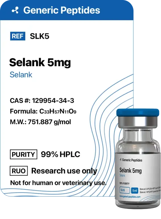 Selank 5 mg  %productStrengthvial Selank Anxiolytic Peptide by Generic Peptides (Injection)  Cognitive & Neurological