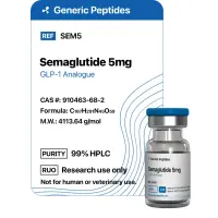 Semaglutide 5 mg – 5 mg vial Glucagon-Like Peptide-1 (GLP-1) by Generic Peptides (Injection) – Fat Loss & Metabolism