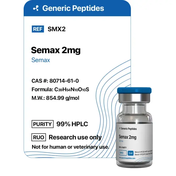 Semax 2 mg – 2 mg vial Semax Heptapeptide by Generic Peptides (Injection) – Cognitive & Neurological