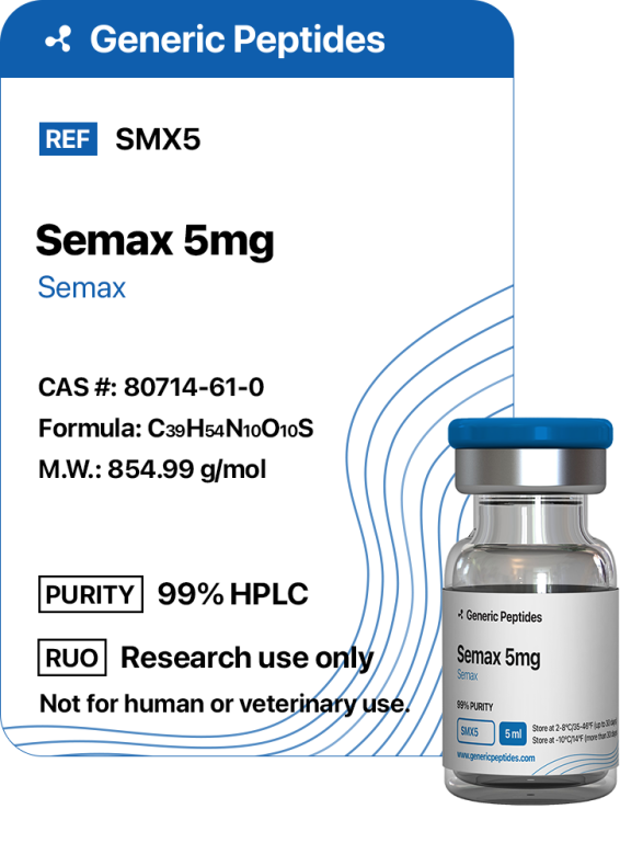 Semax 5 mg  %productStrengthvial Semax Heptapeptide by Generic Peptides (Injection)  Cognitive & Neurological