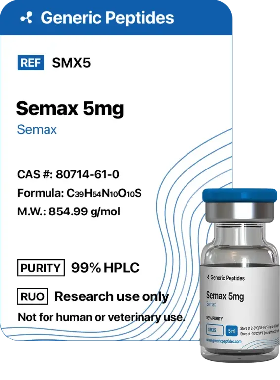 Semax 5 mg  %productStrengthvial Semax Heptapeptide by Generic Peptides (Injection)  Cognitive & Neurological