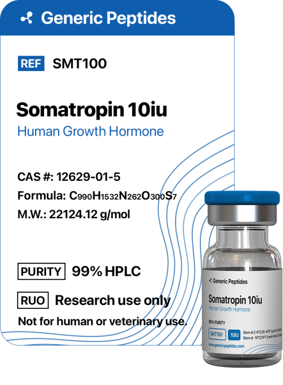 Somatropin 100 IU  %productStrengthkit Human Growth Hormone by Generic Peptides (Injection)  Growth Hormone & IGF-1