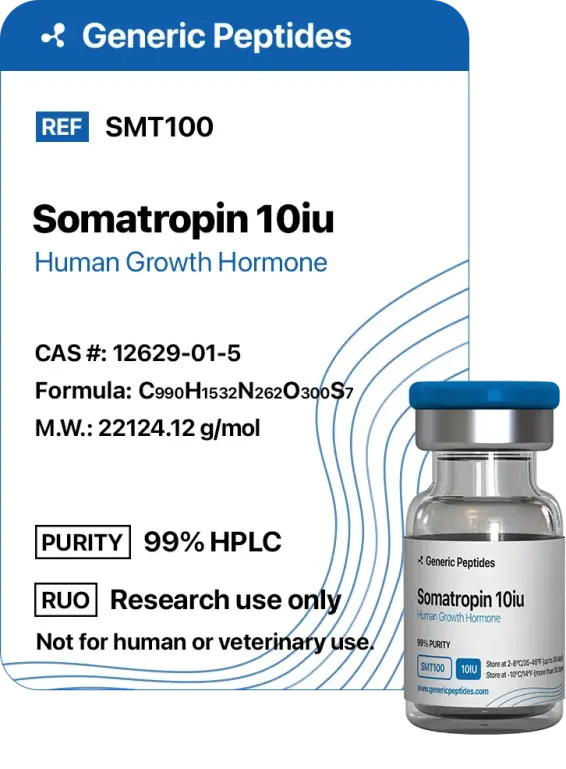 Somatropin 100 IU  %productStrengthkit Human Growth Hormone by Generic Peptides (Injection)  Growth Hormone & IGF-1