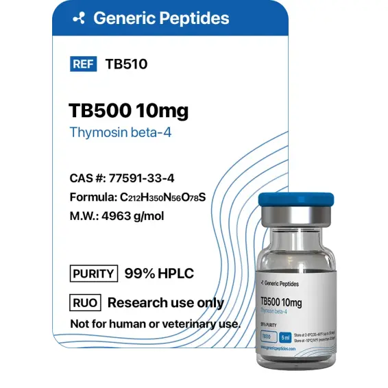 TB 500 10 mg – 10 mg vial Thymosin Beta 4 by Generic Peptides (Injection) – Muscle Recovery & Regenerative