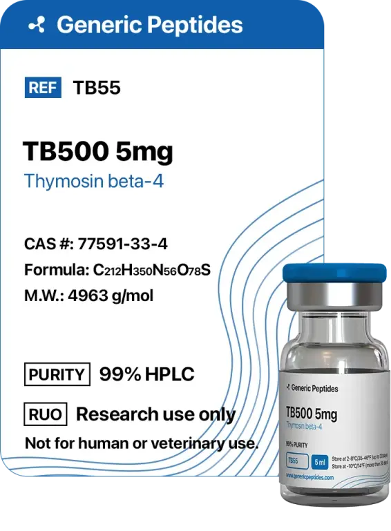 TB 500 5 mg  %productStrengthvial Thymosin Beta 4 by Generic Peptides (Injection)  Muscle Recovery & Regenerative