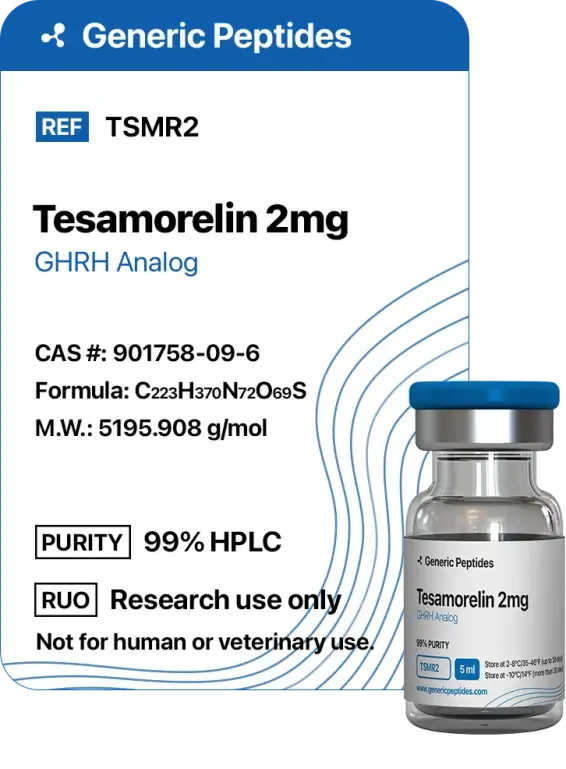 Tesamorelin 2 mg  %productStrengthvial Tesamorelin by Generic Peptides (Injection)  Growth Hormone & IGF-1