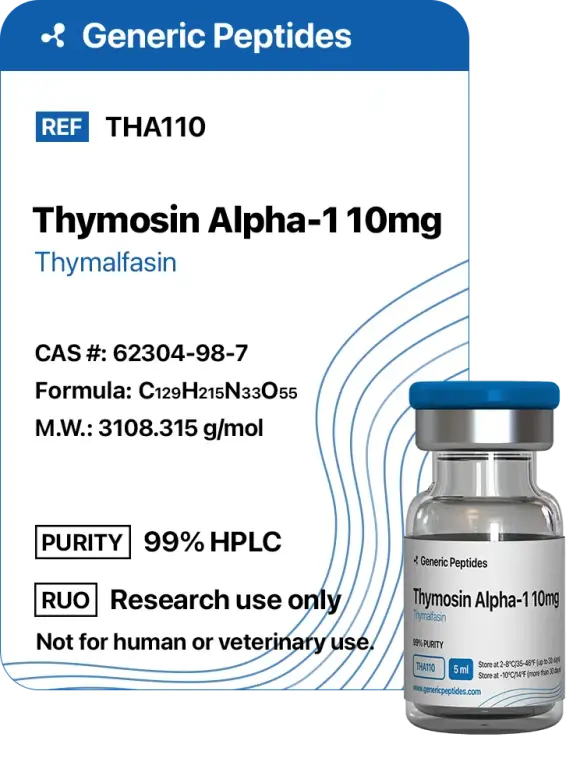 Thymosin Alpha-1 10 mg  %productStrengthvial Thymosin Alpha-1 by Generic Peptides (Injection)  Anti-Aging & Longevity