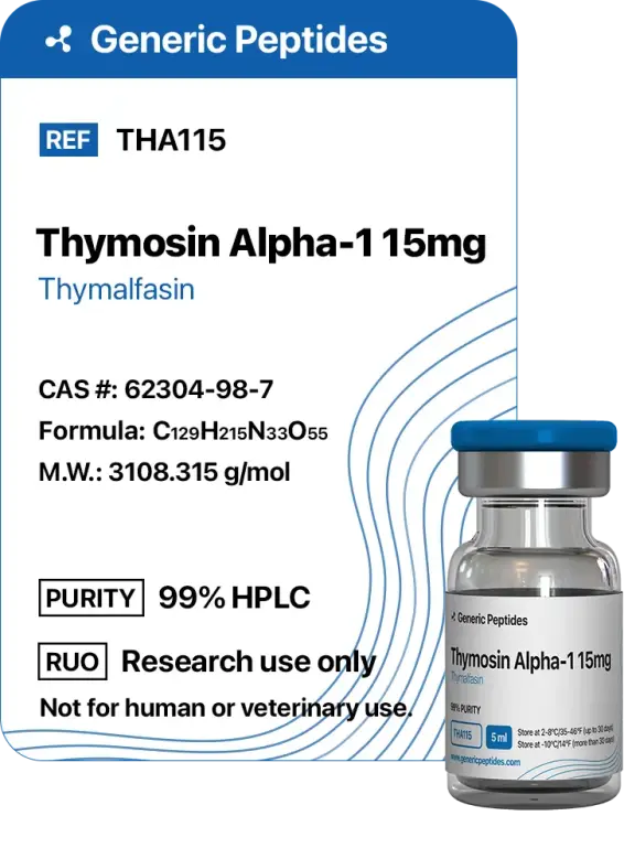 Thymosin Alpha-1 15 mg  %productStrengthvial Thymosin Alpha-1 by Generic Peptides (Injection)  Anti-Aging & Longevity