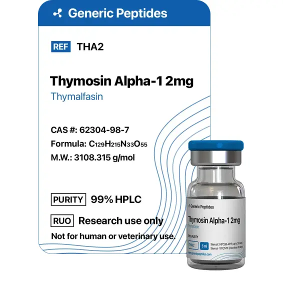 Thymosin Alpha-1 2 mg – 2 mg vial Thymosin Alpha-1 by Generic Peptides (Injection) – Anti-Aging & Longevity