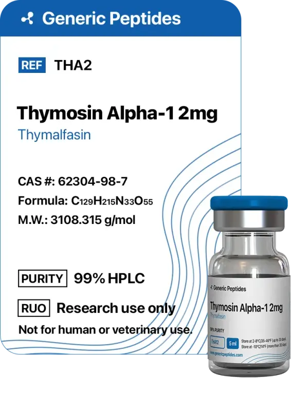 Thymosin Alpha-1 2 mg  %productStrengthvial Thymosin Alpha-1 by Generic Peptides (Injection)  Anti-Aging & Longevity