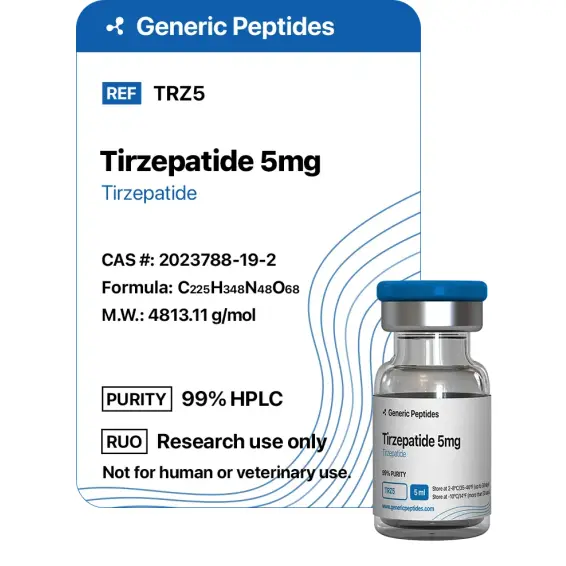 Tirzepatide 5 mg – 5 mg vial Tirzepatide by Generic Peptides (Injection) – Fat Loss & Metabolism