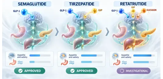 Semaglutide vs Tirzepatide vs Retatrutide: What’s the Difference?